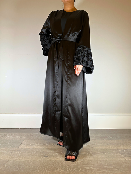 FASHA - Ruffle Abaya In Black