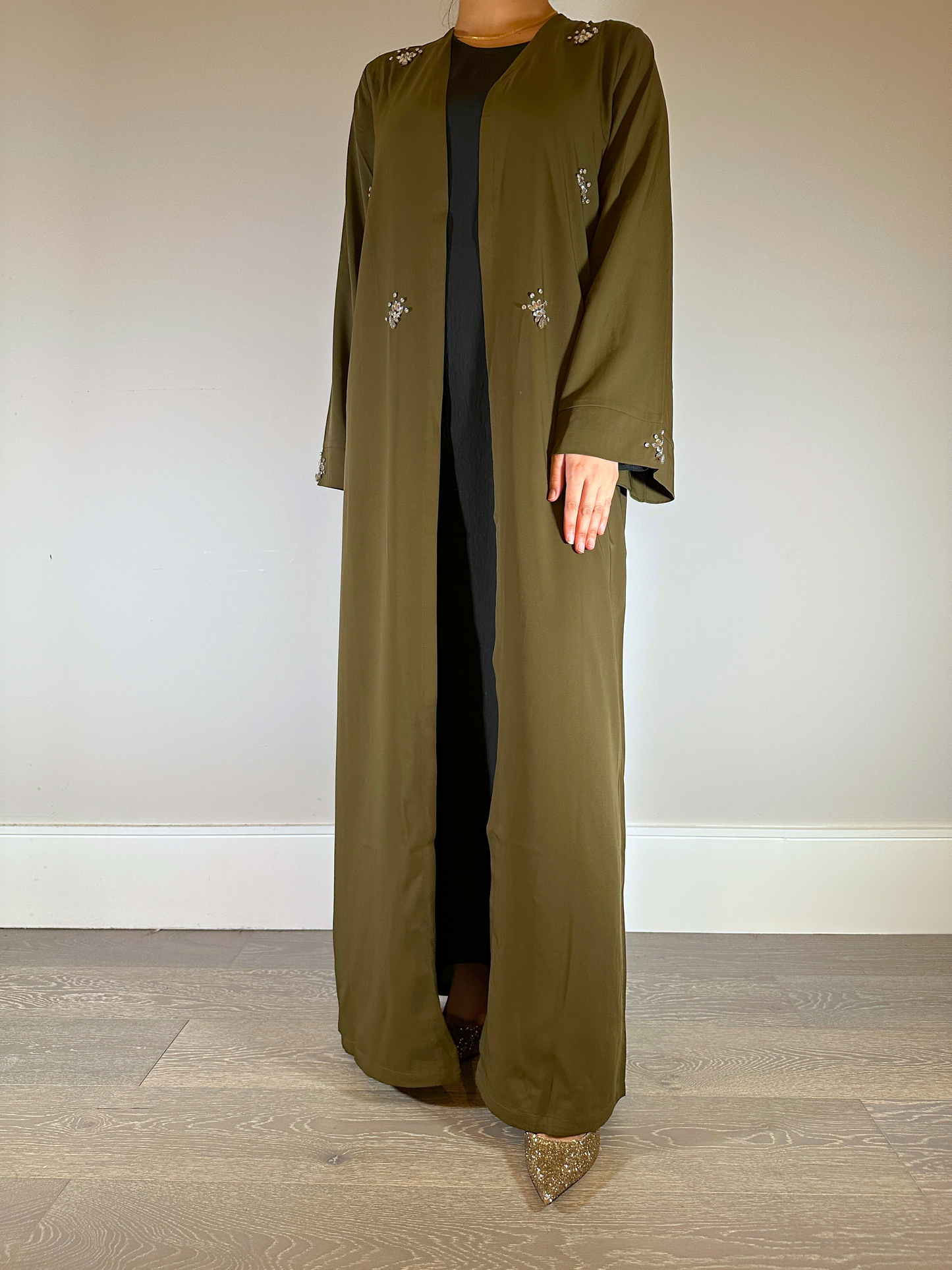 AIYLA - Embellished Abaya In Khaki