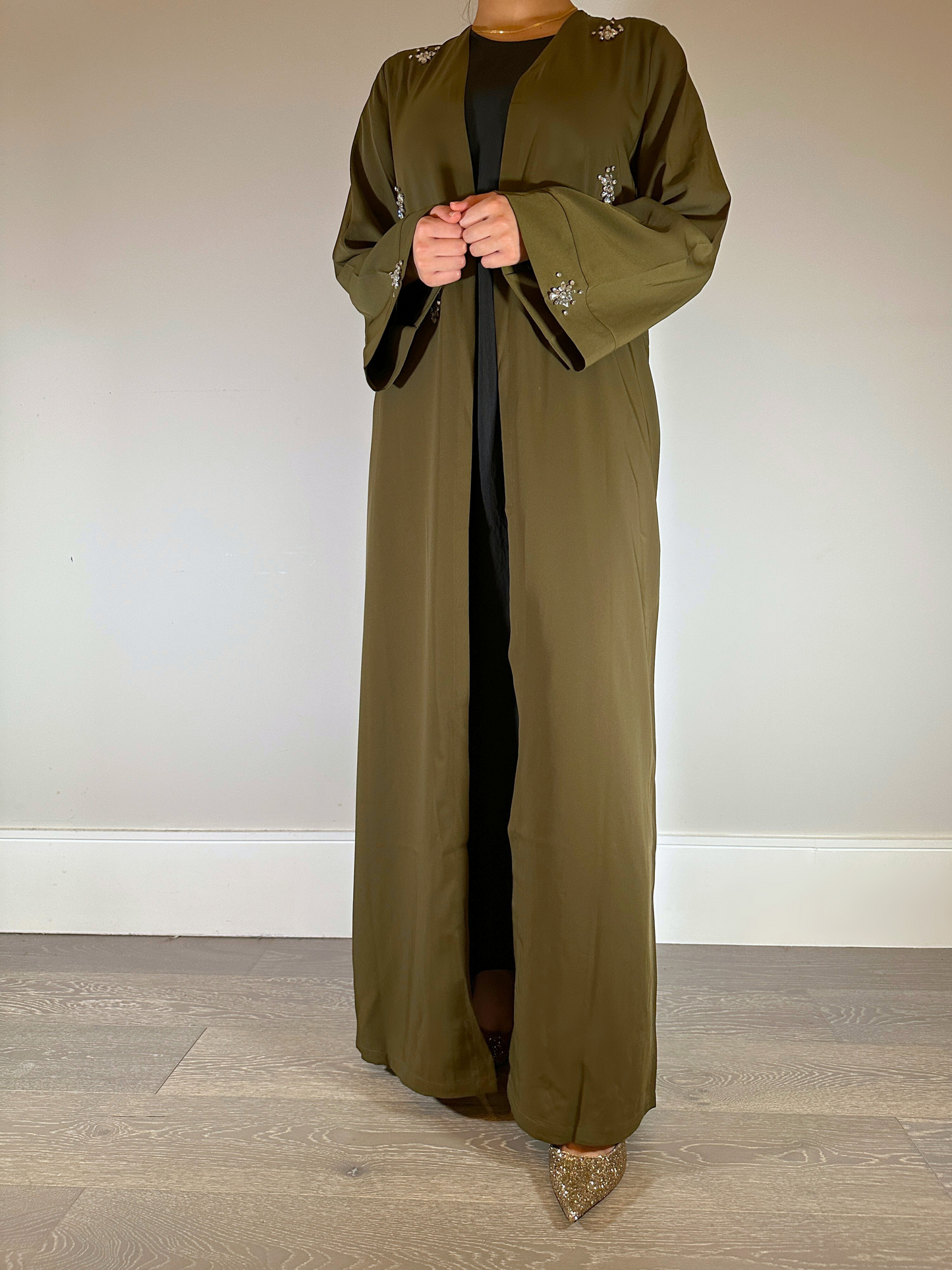 AIYLA - Embellished Abaya In Khaki