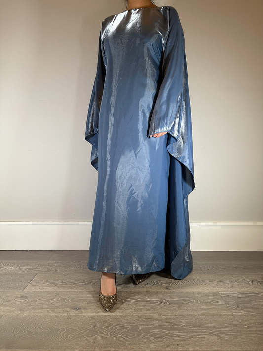 DALILA - Cape Dress In Steel Blue