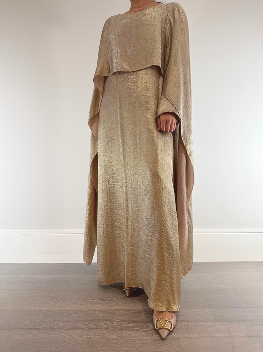 ANORA - Cape Dress In Gold