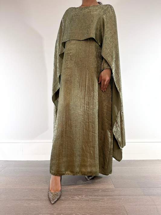 ANORA - Cape Dress In Green